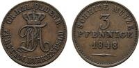 Oldenburg Cu 3 Pfennig Paul Friedrich August 1829-1853 -