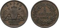 Baden-Durlach Cu 1/2 Kreuzer Friedrich I. 1852-1907 -