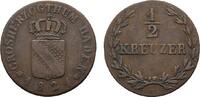 Baden-Durlach Cu 1/2 Kreuzer Ludwig 1818-1830 -