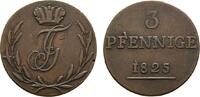 Schwarzburg-Rudolstadt Cu 3 Pfennig Friedrich Günther 1807-1867 -