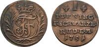 Schwarzburg-Rudolstadt Cu Pfennig Johann Friedrich 1744-1767 -