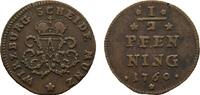 Würzburg, Bistum Cu 1/2 Pfennig Adam Friedrich von Seinsheim 1755-1779 -