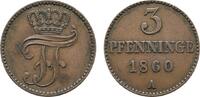 Mecklenburg-Schwerin Cu 3 Pfennig Friedrich Franz II. 1842-1883 -