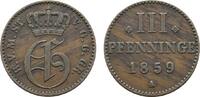 Mecklenburg-Strelitz Cu 3 Pfennig Georg 1816-1860 -