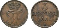 Mecklenburg-Schwerin Cu 3 Pfennig Friedrich Franz II. 1842-1883 -