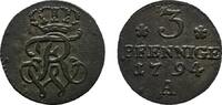 Brandenburg-Preußen 3 Pfennig Friedrich Wilhelm II. 1786-1797 -