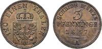Brandenburg-Preußen Cu 3 Pfennig Wilhelm I. 1861-1888 -