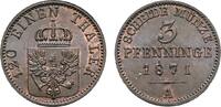 Brandenburg-Preußen Cu 3 Pfennig Wilhelm I. 1861-1888 -