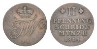 Braunschweig-Wolfenbüttel Cu 2 Pfennig Friedrich Wilhelm 1806-1815 -