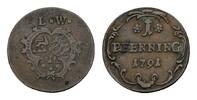Löwenstein-Wertheim-Rochefort Cu Pfennig Gemeinschaftsprägungen mit Virneburg ab 1767 -