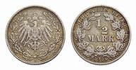Kleinmünzen 1/2 Mark 1908 J VF
