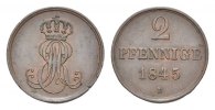 Braunschweig-Calenberg-Hannover Cu 2 Pfennig Ernst August 1837-1851 -