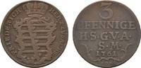 Sachsen-Gotha-Altenburg Cu 3 Pfennig Friedrich III. 1732-1772 -