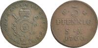 Mainz, Erzbistum Cu 3 Pfennig Johann Friedrich Karl Graf von Ostein 1743-1763 -