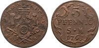 Mainz, Erzbistum Cu 3 Pfennig Johann Friedrich Karl Graf von Ostein 1743-1763 -