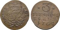 Schwarzburg-Rudolstadt Cu 3 Pfennig Johann Friedrich 1744-1767 -