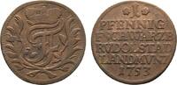 Schwarzburg-Rudolstadt Cu Pfennig Johann Friedrich 1744-1767 -