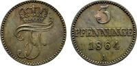 Mecklenburg-Schwerin Cu 3 Pfennig Friedrich Franz II. 1842-1883 -