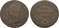 Frankreich Cu 5 Centimes AN 5 (1796/97) W Lille Erste Republik VF-