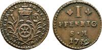 Mainz, Erzbistum Cu Pfennig Johann Friedrich Karl Graf von Ostein 1743-1763 -