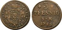 Mainz, Erzbistum Cu 3 Pfennig Johann Friedrich Karl Graf von Ostein 1743-1763 -