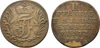 Schwarzburg-Rudolstadt Cu 2 Pfennig Johann Friedrich 1744-1767 -