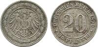 Kleinmünzen 20 Pfennig 1890 A Etwas rauher Schrötling, VF