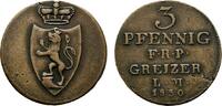 Reuss, ältere Linie zu Obergreiz Cu 3 Pfennig Heinrich XIX. 1817-1836 -
