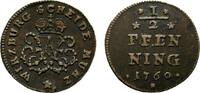 Würzburg, Bistum Cu 1/2 Pfennig Adam Friedrich von Seinsheim 1755-1779 -