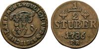 Jülich-Berg Cu 1/2 Stüber 1786 PR Düsseldorf Karl Theodor 1742-1799 VF