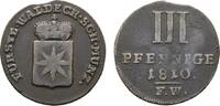 Waldeck Cu 3 Pfennig Friedrich 1763-1812 -
