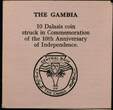 GAMBIA, KM# 16a , Silver, 10 Dalasis, 1975, Proof, 10th Anniversary of Independence. Coin in excellent condition!
