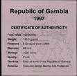GAMBIA, KM Unlisted , Silver, 100 Bututs, 1997, Proof, Marine Life Protection - Pair of multicolored fish. Very rare coin. High
