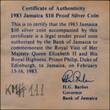 JAMAICA, KM# 111 , Silver, 10 Dollars, 1983, Proof, Royal State Visit - Conjoined busts of Queen Elizabeth II and Prince Philip.