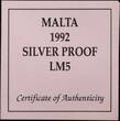 MALTA, KM# 100 , Silver, 5 Liri, 1992, Proof, George Cross Award. NGC Scratch Resistant Holder! Coin comes with Original Mint c
