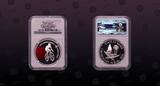 QATAR, KM# 26 , Silver, 10 Riyal, 2006, Proof, 15th Asian Games - Cyclist trailing. Red color. Scarce coin in Superb Gem Proof c