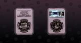 QATAR, KM# 17 , Silver, 50 Riyals, 2006, Proof, Central Bank. Variety with three Palm trees around Building. Very rare coin in