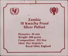 ZAMBIA , KM P1 , Silver, 10 Kwacha, 1980, Proof, I.Y.C. Silver Piefort. Very Rare. 76 pieces minted! Double Thickness. 54,44 gra