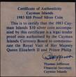 CAYMAN ISLANDS , KM# 77 , Silver, 10 Dollars, 1983, Proof, Royal Visit - Queen Elizabeth II and Prince Philip. Coin in excellen