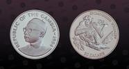 GAMBIA 20 Dalasis GAMBIA, KM# 38 , Silver, 20 Dalasis, 1994, Proof, Endangered Wildlife - Chimpanzee. Coin in excellent condition! -