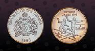 GAMBIA 2 Dalasis GAMBIA, KM# 46 , Silver, 2 Dalasis, 1996, Proof, Olympic Games 1996 - Two runners crossing a finish line. Beautiful toning on re -