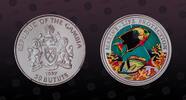 GAMBIA 50 Bututs GAMBIA, KM# 60 , Silver, 50 Bututs, 1997, Proof, Marine Life Protection - Pair of multicolored fish. Very rare coin. High grade -