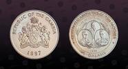 GAMBIA 2 Dalasis GAMBIA, KM Unlisted , Silver, 2 Dalasis, 1997, Proof, Elizabeth, the Queen Mother. Scarce 2 Dalasis denomination proof coin. Coi -