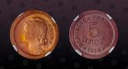GUINEA - BISSAU 5 Centavos GUINEA BISSAU , KM# 1 , Bronze, 5 Centavos, 1933, Mint Strike, Portuguese Guinea. Lettering: Guine. Scarce in Choice conditi -