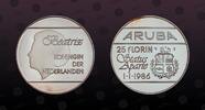 ARUBA 25 Florin ARUBA , KM# 7 , Silver, 25 Florin, 1986, Proof, Independence - Status Aparte 1-1-1986. Coin in excellent condition! -