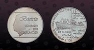 ARUBA 25 Florin ARUBA , KM# 11 , Silver, 25 Florin, 1994, Proof, Oil for Piece (WWII) - Freighter, tankers and refinery. Coin housed in Original -