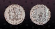JAMAICA, KM# 150 , Silver, 25 Dollars , 1991, Proof, Landfall (1494-1994), Columbus & Isabella busts. Coin housed in Original Mi