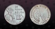 ARUBA 25 Florin ARUBA , KM# 18 , Silver, 25 Florin, 1999, Proof, Portrait of Vespucci. Coin in excellent condition! -