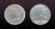 LATVIA 1 Lats LATVIA, KM# 47 , Silver, 1 Lats, 2000, Proof, Earth - Roots Rev. Landscape and denomination. Coin in excellent condition! -