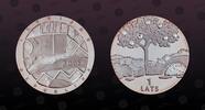 LATVIA 1 Lats LATVIA, KM# 52 , Silver, 1 Lats, 2002, Proof, Roots - Destiny Rev. Apple tree and landscape. Coin in excellent condition! -